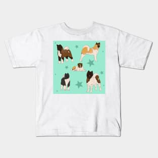 Akita American Pattern Seafoam Kids T-Shirt